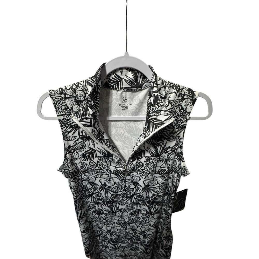 Emerald 18 Golf Dress Size M NWT Black And White Floral - Picture 5 of 13